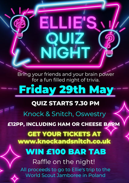 Ellies Quiz Night - Win £100 Tab - 29th May